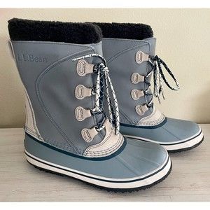 LL Bean Suede Sherpa Baby Blue Duck Winter Snow Boot Insulated Womens Size 9